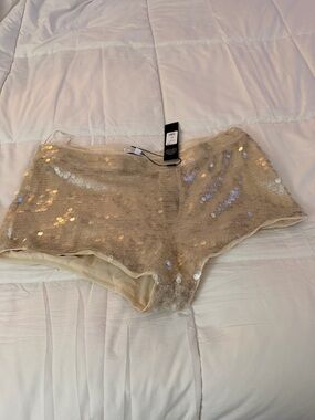Beige Sequin Women’s Shorts